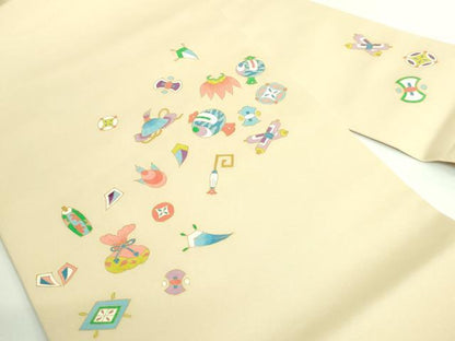 平和屋着物●極上　塩瀬　九寸名古屋帯　宝尽くし　金彩　逸品　DZAB3662kh6