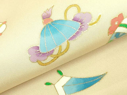 平和屋着物●極上　塩瀬　九寸名古屋帯　宝尽くし　金彩　逸品　DZAB3662kh6