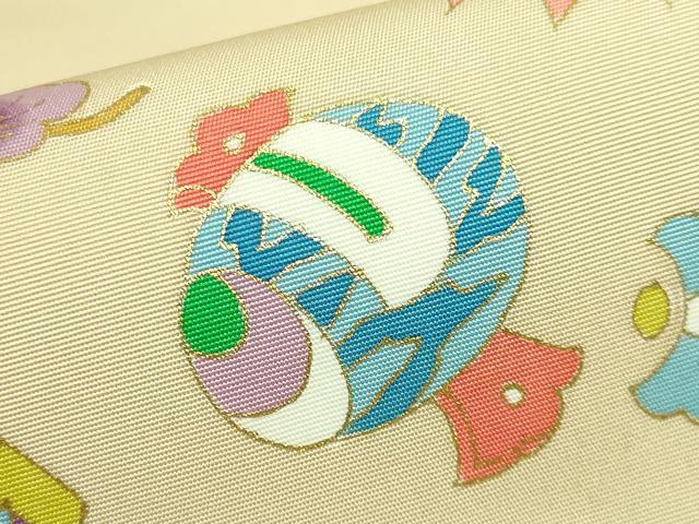 平和屋着物●極上　塩瀬　九寸名古屋帯　宝尽くし　金彩　逸品　DZAB3662kh6