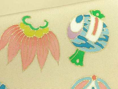 平和屋着物●極上　塩瀬　九寸名古屋帯　宝尽くし　金彩　逸品　DZAB3662kh6