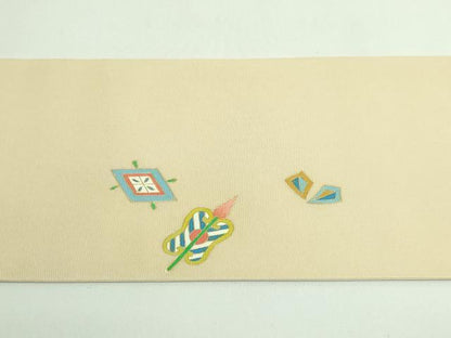 平和屋着物●極上　塩瀬　九寸名古屋帯　宝尽くし　金彩　逸品　DZAB3662kh6