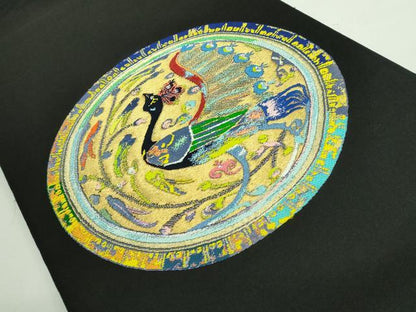 平和屋本店●極上　二代目・龍村平蔵　龍村光翔　太鼓柄　本袋帯　波新大鵬文　黒地　金糸　逸品　DZAB3665kh6