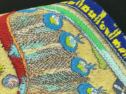 平和屋本店●極上　二代目・龍村平蔵　龍村光翔　太鼓柄　本袋帯　波新大鵬文　黒地　金糸　逸品　DZAB3665kh6