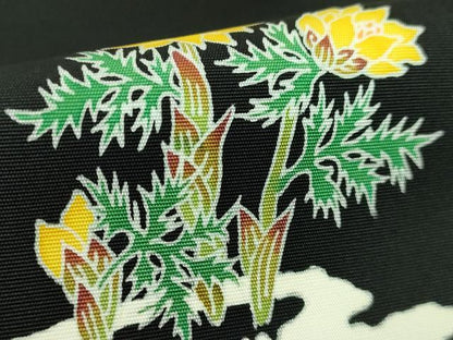 平和屋本店●極上　手描き友禅作　腰原淳策　塩瀬　九寸名古屋帯　兎　うさぎ　黒地　逸品　DZAB3668kh6