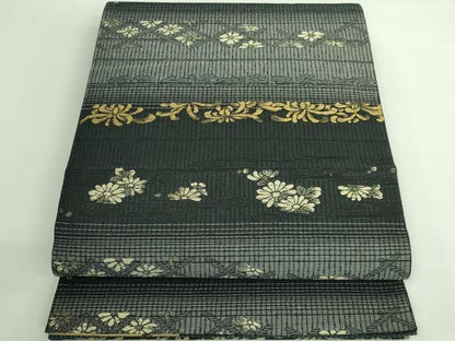 平和屋着物●極上　両方向　両面　全通柄袋帯　乱菊　鯉のぼり　笹竹　黒地　やまと誂製　逸品　DZAB3670kh6