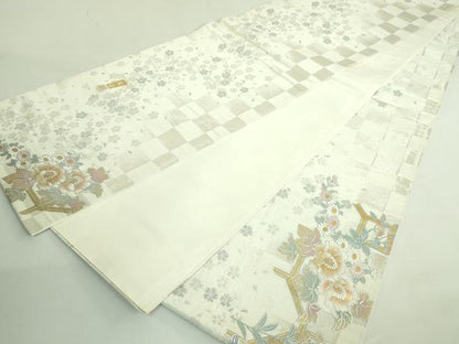 平和屋本店●極上 金彩友禅 卓越技能者・名工・和田光正 太鼓柄袋帯 天井格子牡丹 金銀彩 反端付き 逸品 DZAB3671kh6