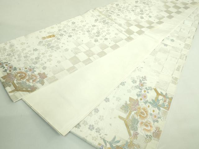 平和屋本店●極上 金彩友禅 卓越技能者・名工・和田光正 太鼓柄袋帯 天井格子牡丹 金銀彩 反端付き 逸品 DZAB3671kh6