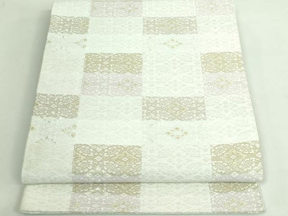 平和屋着物●極上　六通柄袋帯　市松花菱文　金銀糸　逸品　DZAB3672kh6
