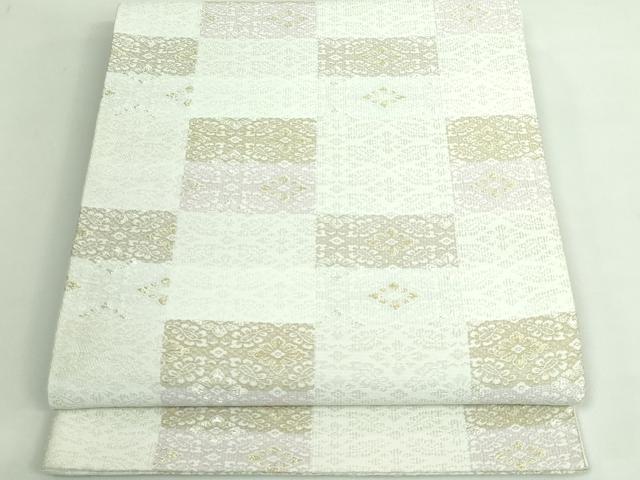 平和屋着物●極上　六通柄袋帯　市松花菱文　金銀糸　逸品　DZAB3672kh6