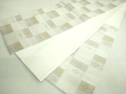 平和屋着物●極上　六通柄袋帯　市松花菱文　金銀糸　逸品　DZAB3672kh6