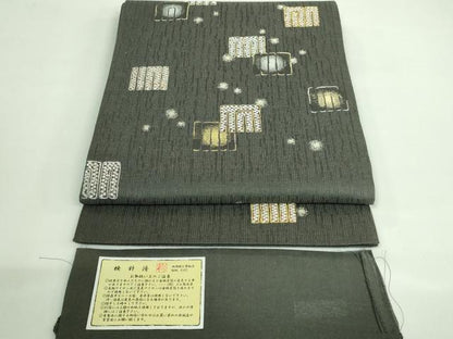 平和屋着物●極上　西陣の名門　加納幸謹製　六通柄袋帯　源氏香　羊羹色地　金銀糸　証紙付き　逸品　DZAB3679kh6