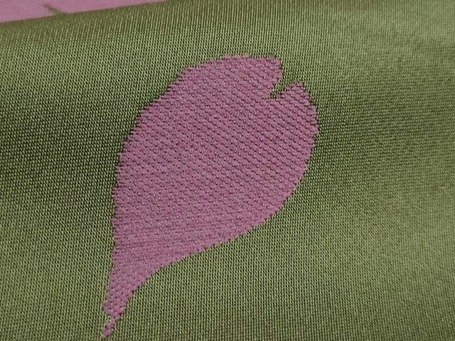 平和屋着物●極上　世界的人形師　辻村寿三郎　ジュサブロー　六通柄袋帯　舞桜　濃い海松色地　逸品　DZAB3683kh6