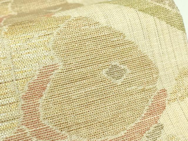 平和屋着物●極上　洛風林　工芸帯地　六通柄袋帯　紬地　荒磯　金糸　逸品　DZAB3684kh6　