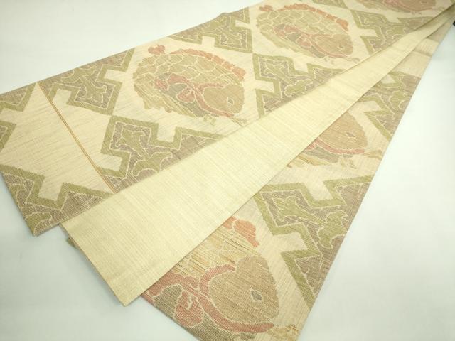 平和屋着物●極上　洛風林　工芸帯地　六通柄袋帯　紬地　荒磯　金糸　逸品　DZAB3684kh6　