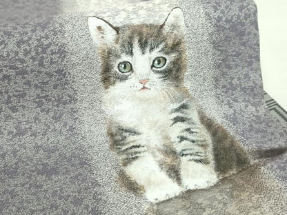 平和屋着物●極上　両面　太鼓柄袋帯　手描き　一哉　猫　猫じゃらし　反端付き　逸品　DZAB3687kh6