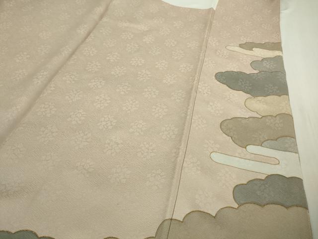 平和屋本店●極上 皇室献上作家 藤井寛 色留袖 駒刺繍 雲重ねエ霞 薄桜色地 金彩 逸品 DZAB3703kh6
