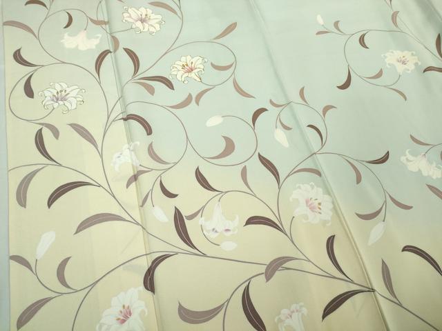 平和屋本店●極上　松田聖子　SEIKOMATSUDA　訪問着　百合　唐草文　薄い水色地　暈し染め　金彩　逸品　DZAB3704kh6