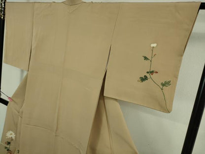 平和屋本店●極上　加賀友禅の巨匠　初代　由水十久　訪問着　乱菊　柴染色地　逸品　DZAB3709kh6