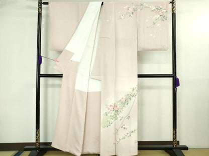 平和屋本店●極上 本加賀友禅作家 袖野久美子 訪問着 枝花文 薄桜色地 暈し染め 逸品 DZAB3711kh6