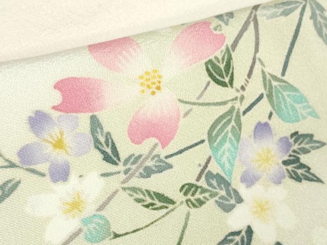 平和屋本店●極上 本加賀友禅作家 袖野久美子 訪問着 枝花文 薄桜色地 暈し染め 逸品 DZAB3711kh6