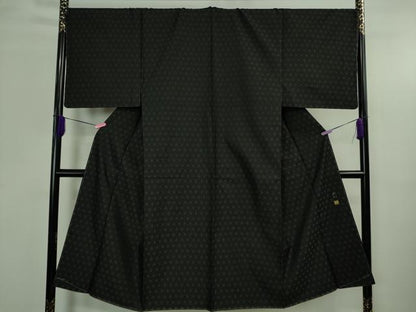 平和屋本店●極上 男性 児島廣和 アトリエ 聖jin苑 お召 麻の葉 黒地 逸品 未使用 DZAB3714kh6