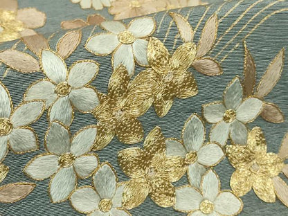 平和屋本店●極上　訪問着　総刺繍　吉祥花文　鉄御納戸色地　金糸　三越扱い　ロング丈　逸品　DZAB3716kh6