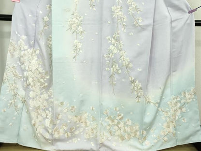 平和屋本店●極上　訪問着　総手刺繍　胡蝶蘭　枝垂れ桜　暈し染め　金糸　京都きもの友禅扱い　逸品　未使用　DZAB3717kh6