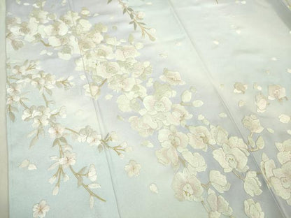 平和屋本店●極上　訪問着　総手刺繍　胡蝶蘭　枝垂れ桜　暈し染め　金糸　京都きもの友禅扱い　逸品　未使用　DZAB3717kh6