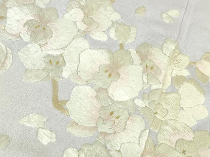 平和屋本店●極上　訪問着　総手刺繍　胡蝶蘭　枝垂れ桜　暈し染め　金糸　京都きもの友禅扱い　逸品　未使用　DZAB3717kh6