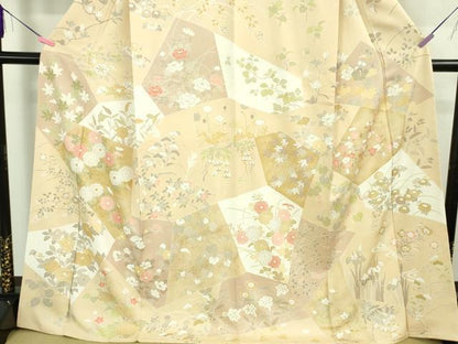 平和屋本店●極上　訪問着　切嵌　四季花文　肌色地　金彩　ますいわ屋扱い　逸品　DZAB3719kh6