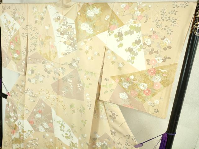 平和屋本店●極上　訪問着　切嵌　四季花文　肌色地　金彩　ますいわ屋扱い　逸品　DZAB3719kh6