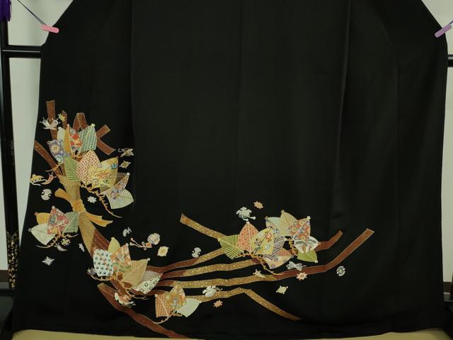 平和屋本店●極上　創業460年・千總　黒留袖　刺繍　束ね熨斗　宝尽くし松文　金彩　高島屋扱い　逸品　DZAB3721kh6