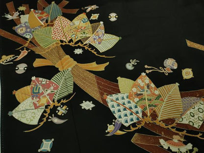 平和屋本店●極上　創業460年・千總　黒留袖　刺繍　束ね熨斗　宝尽くし松文　金彩　高島屋扱い　逸品　DZAB3721kh6