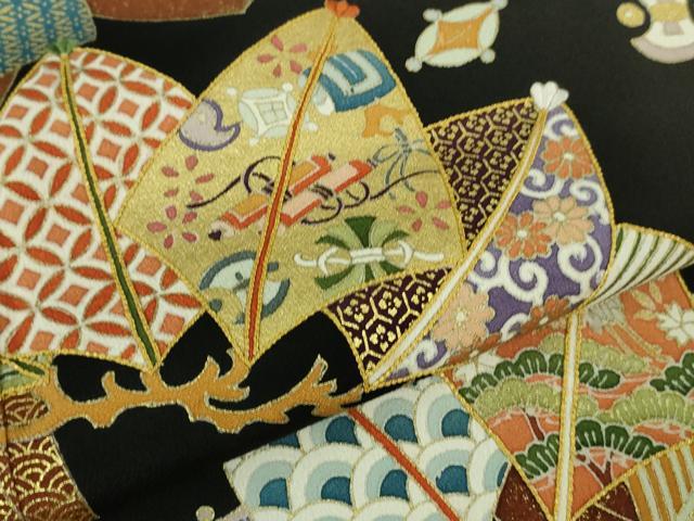 平和屋本店●極上　創業460年・千總　黒留袖　刺繍　束ね熨斗　宝尽くし松文　金彩　高島屋扱い　逸品　DZAB3721kh6