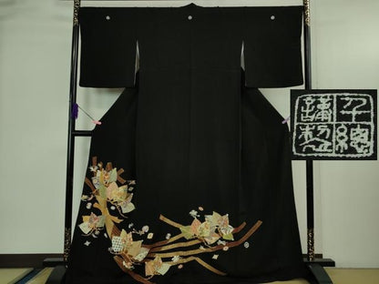平和屋本店●極上　創業460年・千總　黒留袖　刺繍　束ね熨斗　宝尽くし松文　金彩　高島屋扱い　逸品　DZAB3721kh6