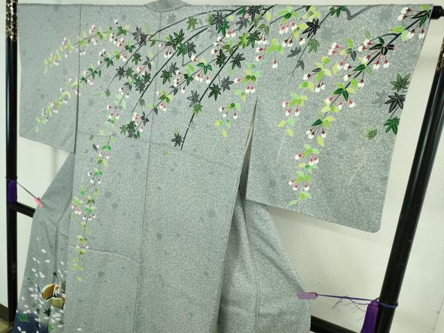 平和屋本店●極上　人間国宝　羽田登喜男　TOKIOetTOKI　訪問着　鴛鴦　枝垂れ花　暈し染め　金銀彩　逸品　DZAB3722kh6