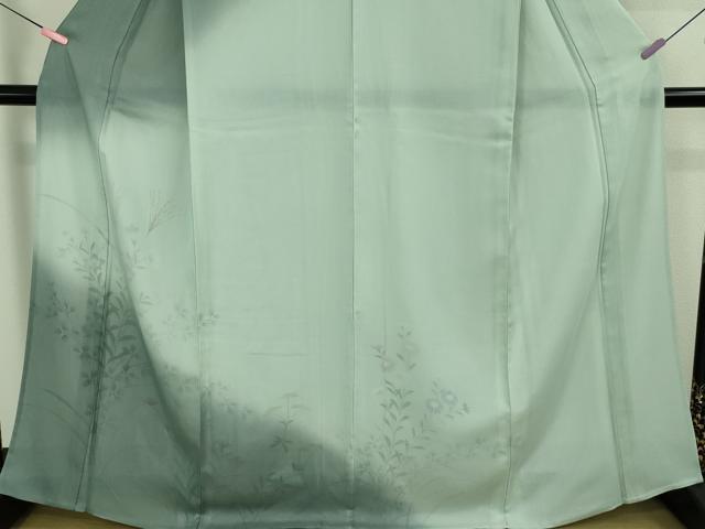 平和屋本店▽極上　訪問着　無双　紗袷　紗×絽　手描き　秋草文　暈し染め　逸品　DZAB3725kh6