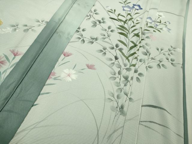 平和屋本店▽極上　訪問着　無双　紗袷　紗×絽　手描き　秋草文　暈し染め　逸品　DZAB3725kh6