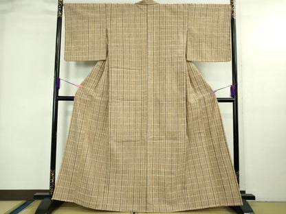 平和屋本店▽極上　国指定無形文化財　丹波布　単衣　格子　逸品　未使用　DZAB3731kh6