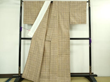 平和屋本店▽極上　国指定無形文化財　丹波布　単衣　格子　逸品　未使用　DZAB3731kh6