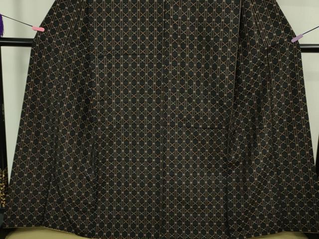 平和屋本店●極上　本場琉球　読谷山花織　紬地　黒地　逸品　DZAB3733kh6