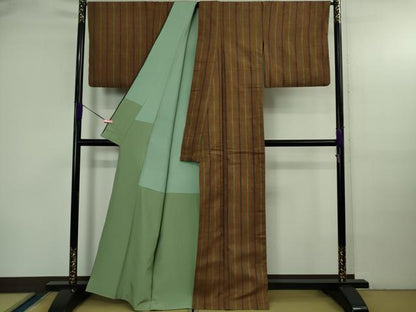 平和屋本店●極上　郡上紬　草木染　間道　逸品　DZAB3736kh6