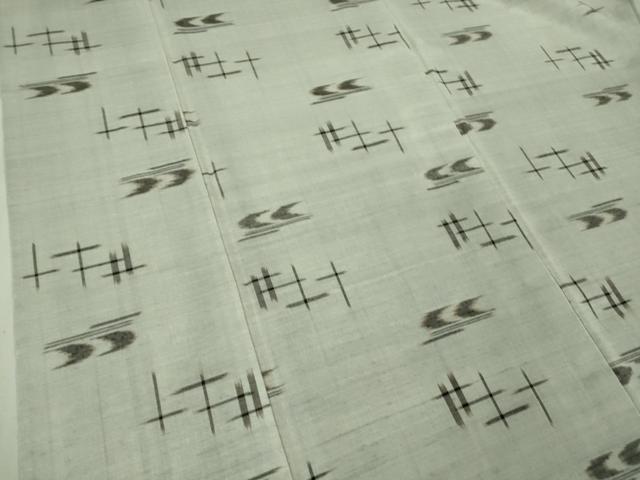 平和屋本店▽希少　重要無形文化財　本場久米島紬　単衣　ゆうな染　手織　逸品　DZAB3737kh6