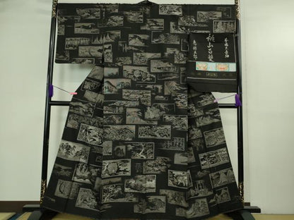 平和屋本店●極上　絣の魔術師 恵積五郎 本場大島紬 恵大島織物謹製 9マルキ 古代染色純泥染 桃山百隻 証紙付き 逸品 未使用 DZAB3739kh6