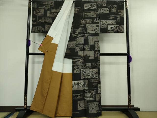 平和屋本店●極上　絣の魔術師 恵積五郎 本場大島紬 恵大島織物謹製 9マルキ 古代染色純泥染 桃山百隻 証紙付き 逸品 未使用 DZAB3739kh6