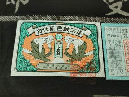平和屋本店●極上　絣の魔術師 恵積五郎 本場大島紬 恵大島織物謹製 9マルキ 古代染色純泥染 桃山百隻 証紙付き 逸品 未使用 DZAB3739kh6