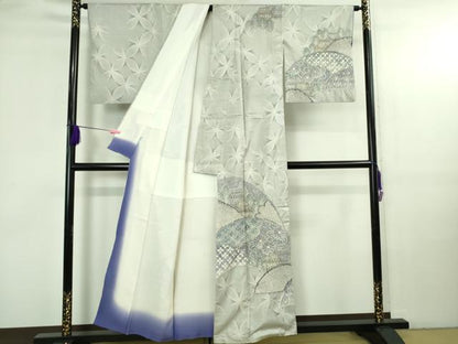 平和屋本店●極上　名門　藤娘きぬたや　本場大島紬　白大島　訪問着　絞り　9マルキ　名物裂風景花文　高島屋扱い　逸品　DZAB3742kh6