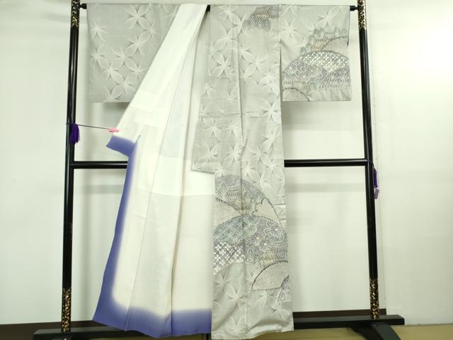 平和屋本店●極上　名門　藤娘きぬたや　本場大島紬　白大島　訪問着　絞り　9マルキ　名物裂風景花文　高島屋扱い　逸品　DZAB3742kh6