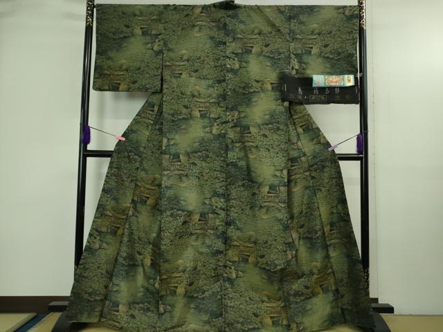 平和屋本店●極上 白泥染の第一人者・絣の魔術師 恵積五郎 本場大島紬 恵大島織物謹製 9マルキ 総絣 風景文 証紙付き　逸品　DZAB3743kh6