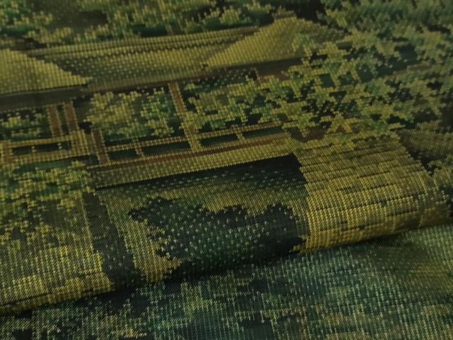 平和屋本店●極上 白泥染の第一人者・絣の魔術師 恵積五郎 本場大島紬 恵大島織物謹製 9マルキ 総絣 風景文 証紙付き　逸品　DZAB3743kh6